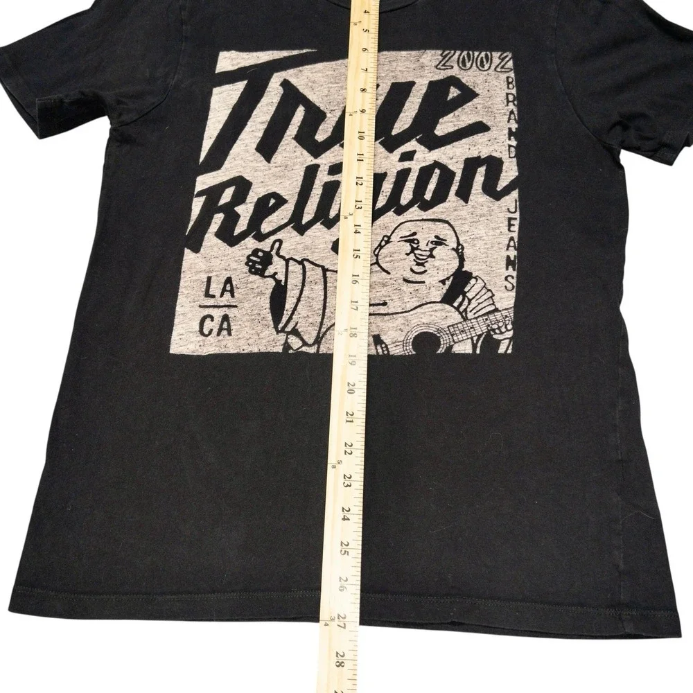 True Religion World Tour T Shirt Mens Small Black Graphic Print Short‎ Sleeves